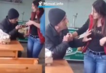 Ofisiant qız yaşlı kişinin seksual hərəkətinə etiraz etmədi-VİDEO